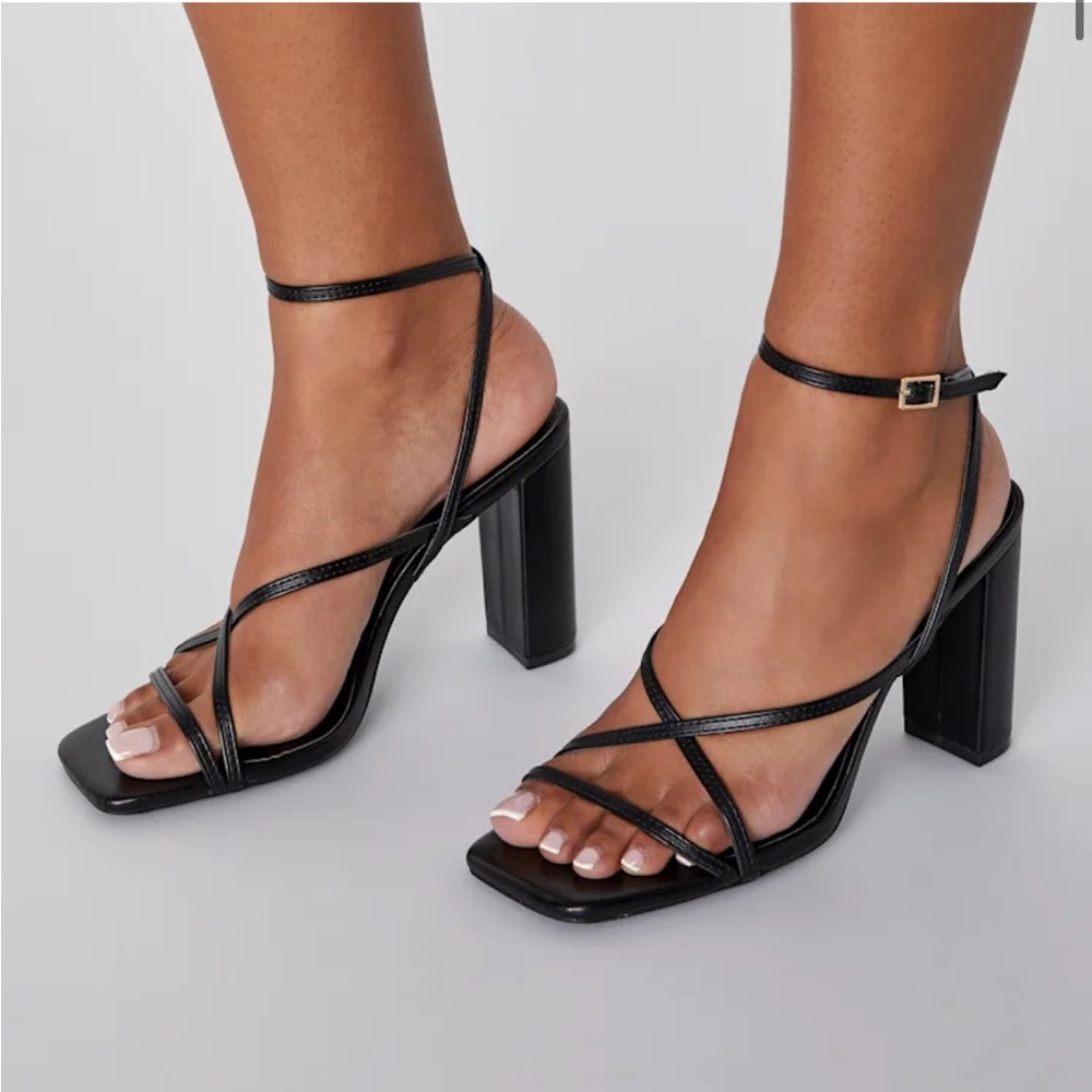 Lulu's Black Strappy Heels